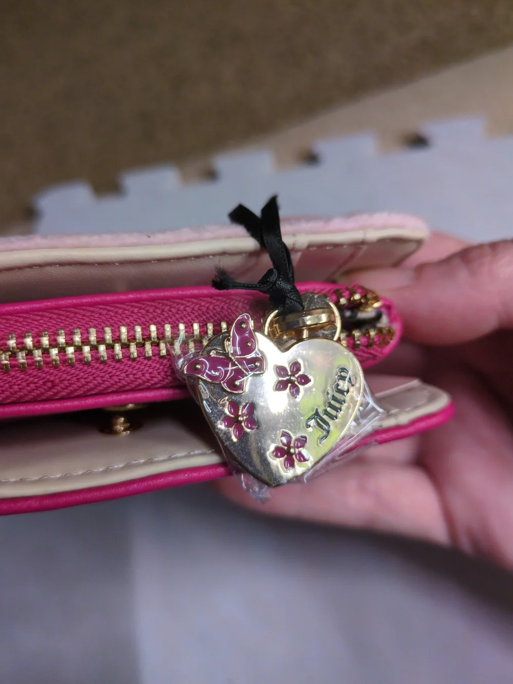 Juicy Couture Pink Plush 'Juicy' Zip Wallet